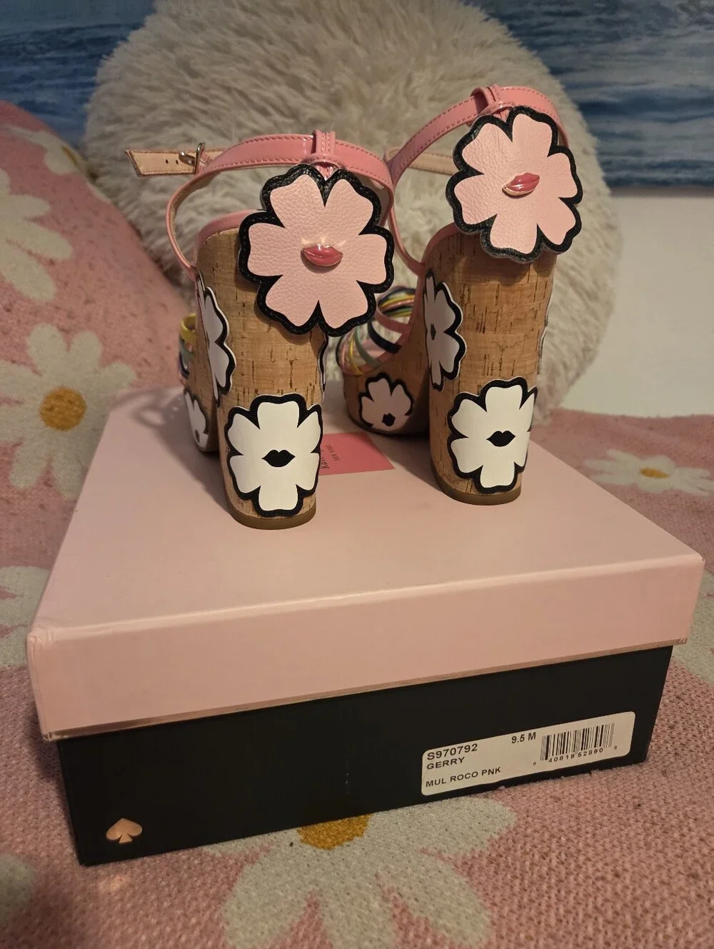 kate spade Pink Multicolor Strappy Cork Platform Sandals